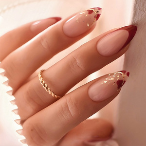 Ongles à presser en gros, <span class=keywords><strong>automne</strong></span>, rouge français, amande, <span class=keywords><strong>faux</strong></span> ongles moyens, <span class=keywords><strong>faux</strong></span> ongles personnalisés, ensemble d'ongles à presser - Product Image 6