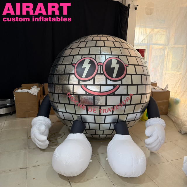 Inflatable Disco Ball Mascot,Music Festival Stage Prop Shiny Disco Ball Inflatables,Inflatable Cartoon Disco Ball Figure