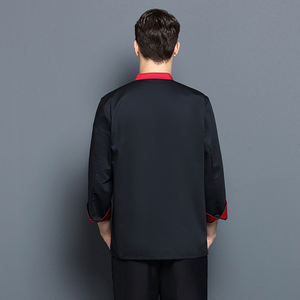 Veste de manteau uniforme de chef professionnel de restaurant à manches longues unisexe blanc - Product Image 5