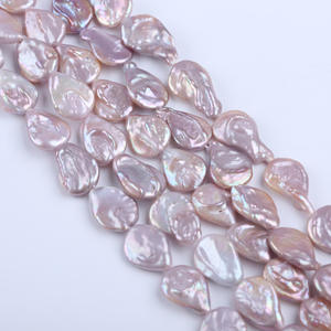 Cuentas de Perlas de Agua Dulce Naturales Blancas de 13-15 mm con Orificio Apilado, Semiterminadas para Collares de Bricolaje, Venta al por Mayor de Joyería - Product Image 4