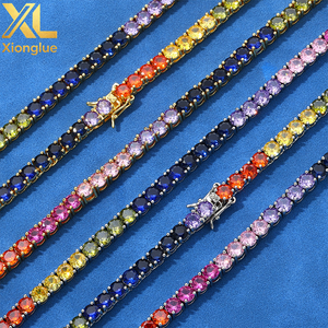 5mm Shiny Zircon Iced Tennis <b>Chain</b> Necklace Colorful Gemstone Hip Hop Jewelry Fashionable Necklace - Product Image 4