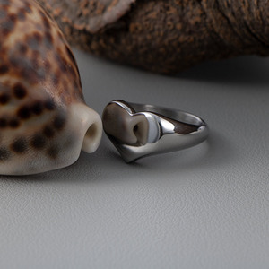 Heart Shaped <b>Ring</b> <b>Silver</b> Stainless Steel For Men And Women Gift Jewelry - Product Image 4