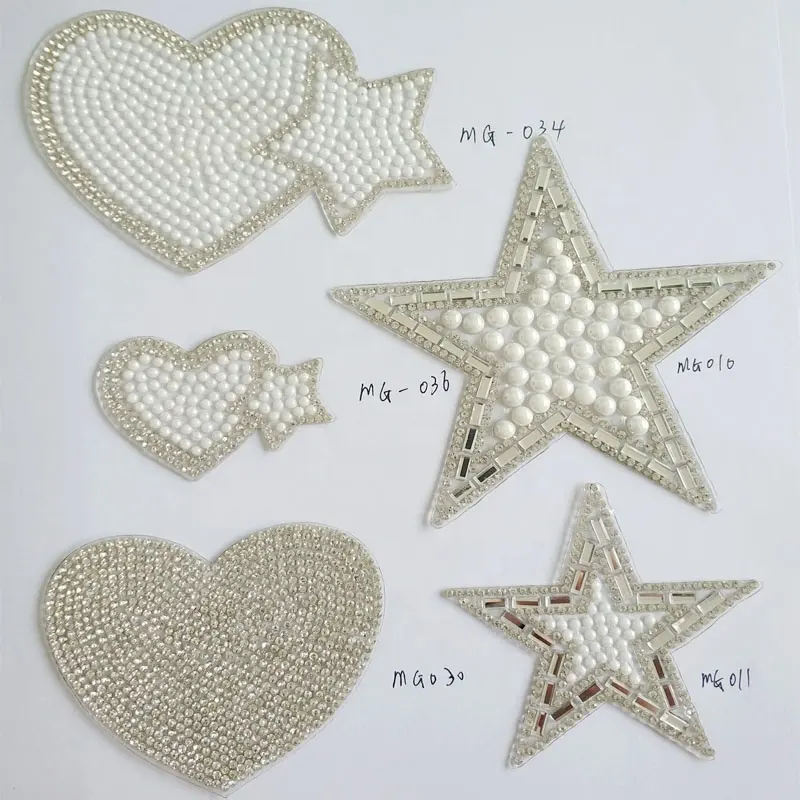 Nähen Sie Patches Aufbügeln Applique Jersey Herz/Stern Strass Appliques Patch für Kleidung von Diamond Rhine stones