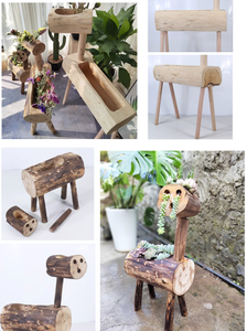 Support à fleurs en bois massif motif faon, <span class=keywords><strong>pot</strong></span> à succulentes en bois, <span class=keywords><strong>décoration</strong></span> <span class=keywords><strong>de</strong></span> plantes pour <span class=keywords><strong>maternelle</strong></span> - Product Image 5