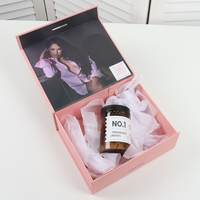 Boîte cadeau pliable magnétique rose pastel avec nœud en ruban de satin pour emballage de cosmétiques, logo personnalisé, petite entreprise, faible MOQ