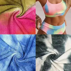 Polyester Ammonia Bindemittel Blasenbadeanzug gestrickter Stoff Crepe Stoff Bindemittel Farbe gewelltes Jacquard-Badeanzug Stoff