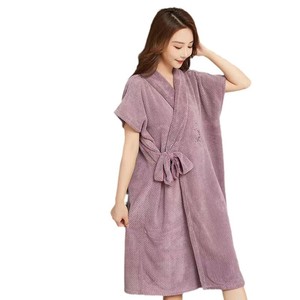 Jin Ao Coral Fleece Bathrobe 450g Soft Absorbent Quick Dry For Adults Unisex Wearable <b>Wrap</b> Style - Product Image 2