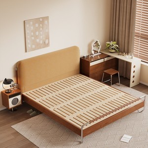 <span class=keywords><strong>Lit</strong></span> moderne Bauhaus avec tête <span class=keywords><strong>de</strong></span> <span class=keywords><strong>lit</strong></span> fine, tailles Queen/King/Full, style rétro du milieu du siècle, tissu rembourré, bois <span class=keywords><strong>de</strong></span> chêne massif, pour chambre à coucher - Product Image 3