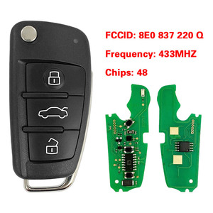Llave Remota para Auto CN008007, 433MHz, para AUDI A2 <span class=keywords><strong>A4</strong></span> S4 <span class=keywords><strong>Cabrio</strong></span> Quattro Avant 2005 2006 <span class=keywords><strong>2007</strong></span> 2008 con Chip 48 8E0 837 220Q K D - Product Image 1