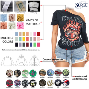 Custom High Quality Cotton Oversized Acid Wash Style Vintage Graphic Women's Front Set Loose Fit Long <strong>Tops</strong> One Size - Product Image 3
