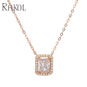 RAKOL NP2241 brillante Mujer chapado en oro Zirconia cúbica incrustada cadena cristal colgante collar joyería - Product Image 2
