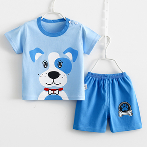Conjunto de 2 Piezas de Verano para Bebés y Niños Pequeños, Camiseta de Algodón con Estampado de Dibujos Animados y Pantalones Cortos - Product Image 1
