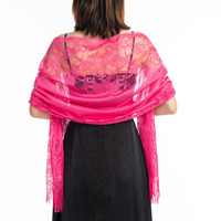 Écharpe en dentelle florale pour femmes, châle à franges pour robe de soirée, soirée, mariage, châles en maille