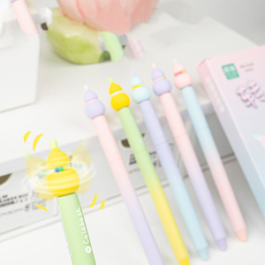 Stylo Gel Rotatif en Plastique 0,5 mm Mignon Kawaii, Design Gourde avec Encre Bleue Cristalline, Style Porte-Bonheur UV/Imprimé pour Étudiants - Product Image 4
