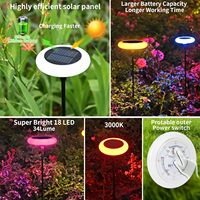 Lampe solaire de jardin automatique 18 LED, éclairage annulaire, mode oscillant, poteau réglable, étanche IP65, intensité variable, éclairage de terrasse et de villa