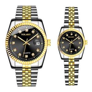 <span class=keywords><strong>Montre</strong></span> simple <span class=keywords><strong>et</strong></span> décontractée à bracelet en acier avec calendrier, <span class=keywords><strong>montre</strong></span> à quartz dorée tendance, ensemble de montres pour homme <span class=keywords><strong>et</strong></span> <span class=keywords><strong>femme</strong></span> pour couple - Product Image 2