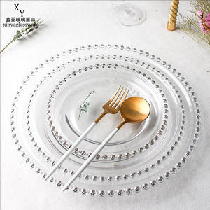 Platos <span class=keywords><strong>de</strong></span> Presentación <span class=keywords><strong>de</strong></span> Lujo <span class=keywords><strong>de</strong></span> 13 Pulgadas, <span class=keywords><strong>de</strong></span> Vidrio Transparente <span class=keywords><strong>con</strong></span> Borde Dorado, para Decoración <span class=keywords><strong>de</strong></span> Mesa en Bodas, Fiestas y Banquetes - Product Image 2