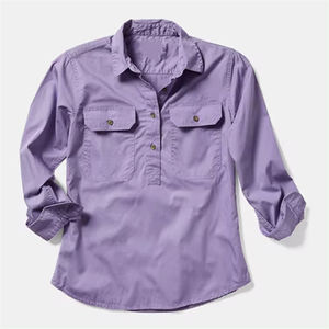 Atacado 100% Algodão dos homens Meio Botão Manga Longa Casual Farm Trabalho Camisa Customizável Logo Anti-Rugas Turn-Down Lavado - Product Image 2