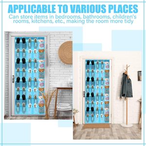 Organisateur de chaussures à suspendre sur la porte, 40 poches, en maille bleu ciel, pour rangement dans le placard, léger, type crochet - Product Image 5
