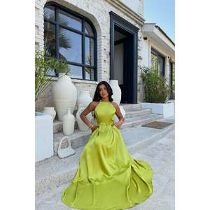 Robe de soirée de bal vert Anais, dos nu, style luxueux, coupe Empire, décolleté cœur, longueur au sol, coupe A, pour demoiselle d'honneur, tailles XS à XL - Product Image 6