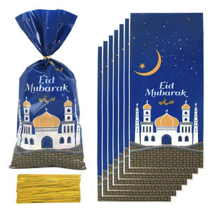 2024 islamique musulman fête fournitures 100 pièces en plastique Eid Mubarak sacs-cadeaux pour bonbons et biscuits Ramadan Kareem décoration Eid cadeaux - Product Image 1