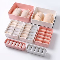 Boîte de rangement en plastique en gros avec compartiments divisés pour sous-vêtements, chaussettes, organisation domestique, organiseur de tiroir de placard, bacs de rangement