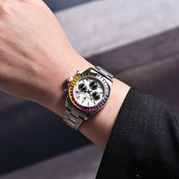 Montre-bracelet chronographe multifonction à quartz pour homme, en acier 316L, étanche, avec petite seconde et calendrier, vente en gros personnalisée