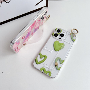 For Samsung Tpu Soft Shell Phone Case With Magnetic Ring Heart Design Transparent Lanyard Wristband Stand Crossbody - Product Image 2