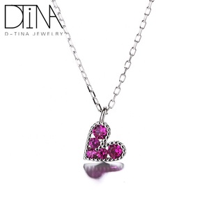 Top design 925 sterling silver ciondolo cuore con viola rubino zircon dei monili