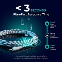 Alarme de fuite d'eau à réponse rapide GOLDKOON avec câble et alarme sonore, certifiée CE/FCC/RoHS, longueur personnalisable, installation facile pour la gestion de l'eau