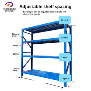 مصنع الجملة المتوسطة واجب 5 طبقات رفوف المحمول دائم على عجلات مسحوق الايبوكسي المغلفة - Product Image 2