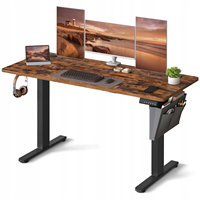 Grand bureau électrique brun, bureau debout réglable en hauteur, 160 cm, 3 hauteurs de mémoire