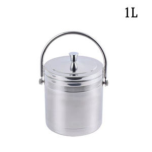 Contenedor de cubitos de hielo redondos portátiles de acero inoxidable de 1L de nuevo diseño, Cubo de vino, cubo de hielo aislado de doble pared con tapa - Product Image 2