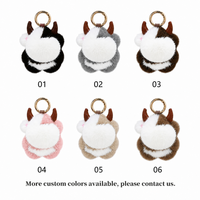 Porte-clés en fourrure de vison véritable en gros, breloque de sac mignonne, pendentif en peluche moelleux, porte-clés en fourrure douce Kawaii, 5 couleurs, personnalisable OEM, 10 cm