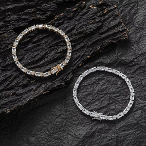 Square Zirconium Round Zirconium Mix and <b>Match</b> Tennis <b>Bracelet</b>, Copper Zirconium Hip Hop <b>Bracelet</b> Tanjing Fashion - Product Image 1