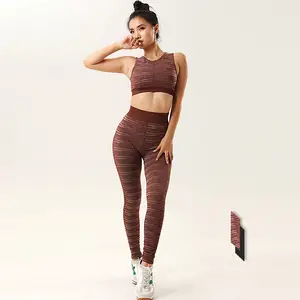 Fabrication de soutien-gorge de Sport pour femmes, vêtements de Fitness, pantalon, taille haute, levage de hanches, ensemble de Yoga, couleur marron, 2020