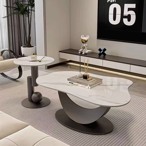 Tavolino da Caffè White Rock, Design Moderno Minimalista Irregolare, Stile Lusso Leggero per Soggiorno <span class=keywords><strong>di</strong></span> Piccole Abitazioni - Product Image 4