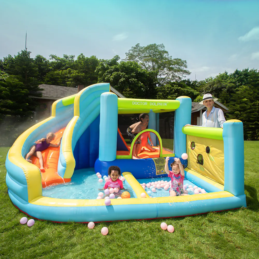 Doctor Dolphin Outdoor-Spielplatz Kid Toy Game Wasser rutsche Bouncy Jumping House Bouncer Aufblasbare Burg