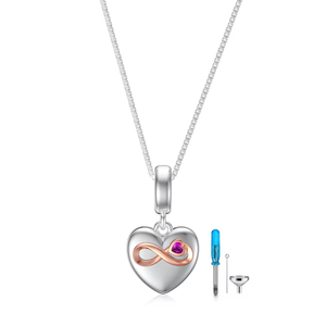 Joyería fina, collar con colgante <span class=keywords><strong>de</strong></span> urna <span class=keywords><strong>de</strong></span> corazón infinito chapado en oro rosa y rodio <span class=keywords><strong>de</strong></span> Plata <span class=keywords><strong>de</strong></span> Ley 925 - Product Image 1