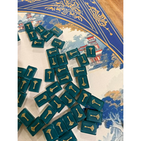 Offre Spéciale : Jeu de Tuiles de Mahjong Américain en Acrylique Gravé et Sculpté, Rouge et Bleu Lagune, Jeu de Société, Cadeaux de Noël