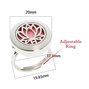 Just Breathe Plain/Rhinestone Finger <strong>Ring</strong> <strong>Resizable</strong> 316L Stainless Steel 20mm Diffuser Aromatherapy Locket <strong>Ring</strong> Free 10Pads - Product Image 4