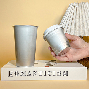 <b>Large</b> Capacity Lightweight 0.18mm Thick Sturdy 100% Recycled Eco-Friendly Disposable Metal Silver Aluminum <b>Cups</b> - Product Image 3