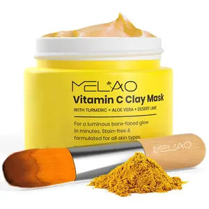 Maschera all'argilla esfoliante sbiancante personalizzata maschera all'argilla idratante rassodante pulizia profonda viso curcuma in polvere maschera per il viso in polvere