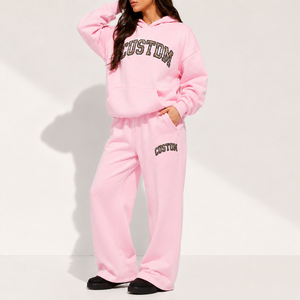 Custom Women's <strong>Plus</strong> <strong>Size</strong> High Quality Arch Camo Letter Print Hoodie &amp;Wide Leg Sweatpants Cotton Streetwear 2-Piece Tracksuit Set - Product Image 2