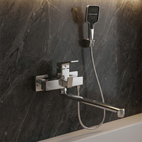 Ensemble de douche de mitigeur de robinet de salle de bain en laiton chromé et mitigeur de douche longue avec ensemble de douche à main
