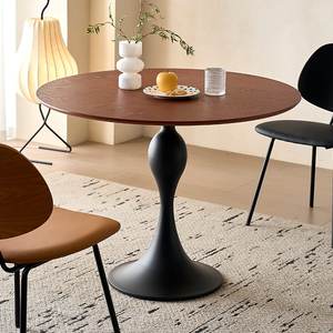 Mesa de <span class=keywords><strong>Comedor</strong></span> Redonda de Madera Maciza Vintage de <span class=keywords><strong>Segunda</strong></span> <span class=keywords><strong>Mano</strong></span> para Hogar, Balcón, Negociaciones, Cafetería y Alojamiento - Juego de <span class=keywords><strong>Comedor</strong></span> - Product Image 2