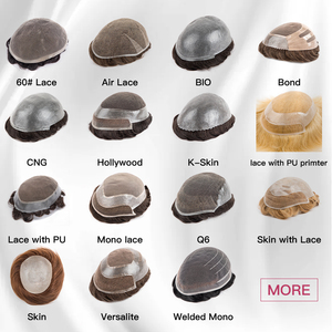 BLT precio barato Natural duradero 6 pulgadas de longitud 8*10 pulgadas encaje francés con Base de PU Sistema de reemplazo de cabello humano virgen tupé para hombres - Product Image 4