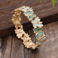 Nouvelle mode de luxe Bracelet en alliage polyvalent pour femmes Style frais peinture à l'huile coloré papillon volant bracelets élastiques