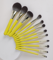 GRACEDO 12pcs Pinceau de maquillage jaune vif Logo personnalisé de haute qualité Ombre à paupières Vegan Private Label Cosmetic Makeup Brush Set