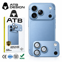 Protection d'objectif d'appareil photo ATB Glacier Blue OEM 9H pour iPhone 18 Pro Max, verre trempé résistant aux rayures, couverture intégrale, film d'objectif intégré